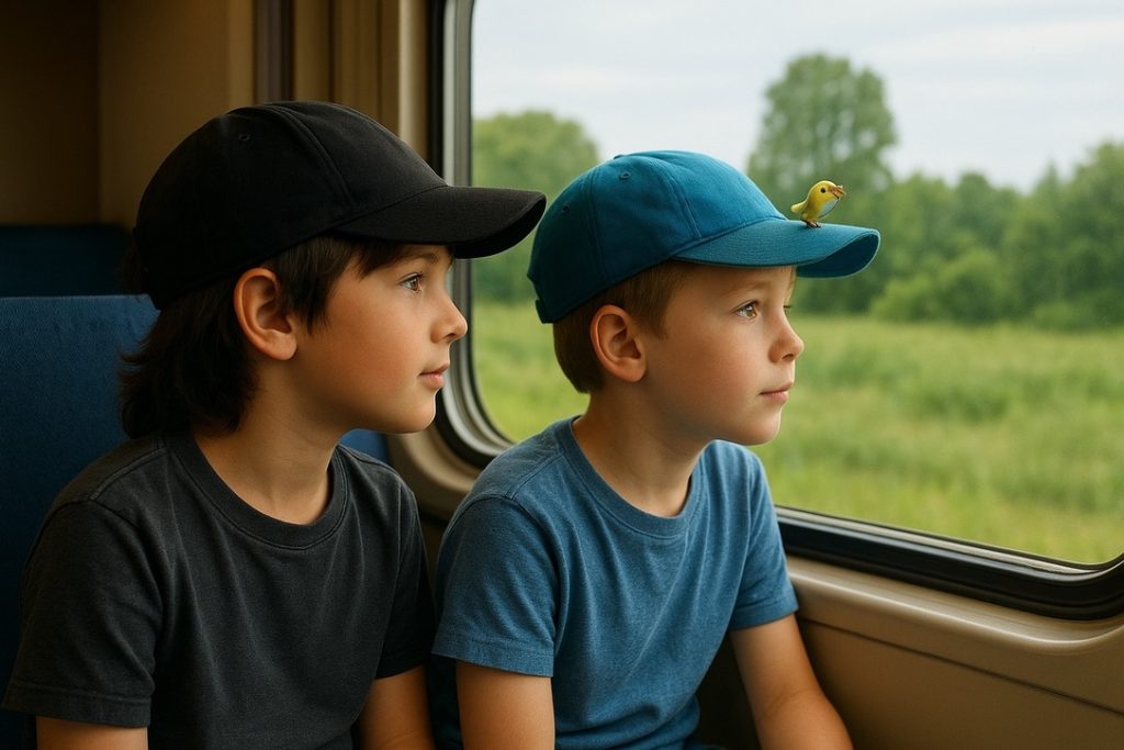 Roman and Chance on the train